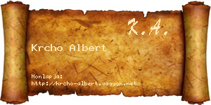 Krcho Albert névjegykártya
